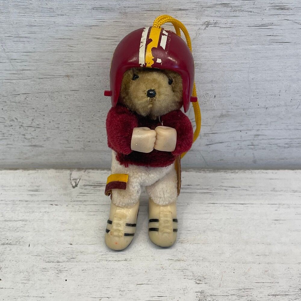 Vintage Washington Redskins Football Teddy Bear Ornament - Rare NFL Retro Toy